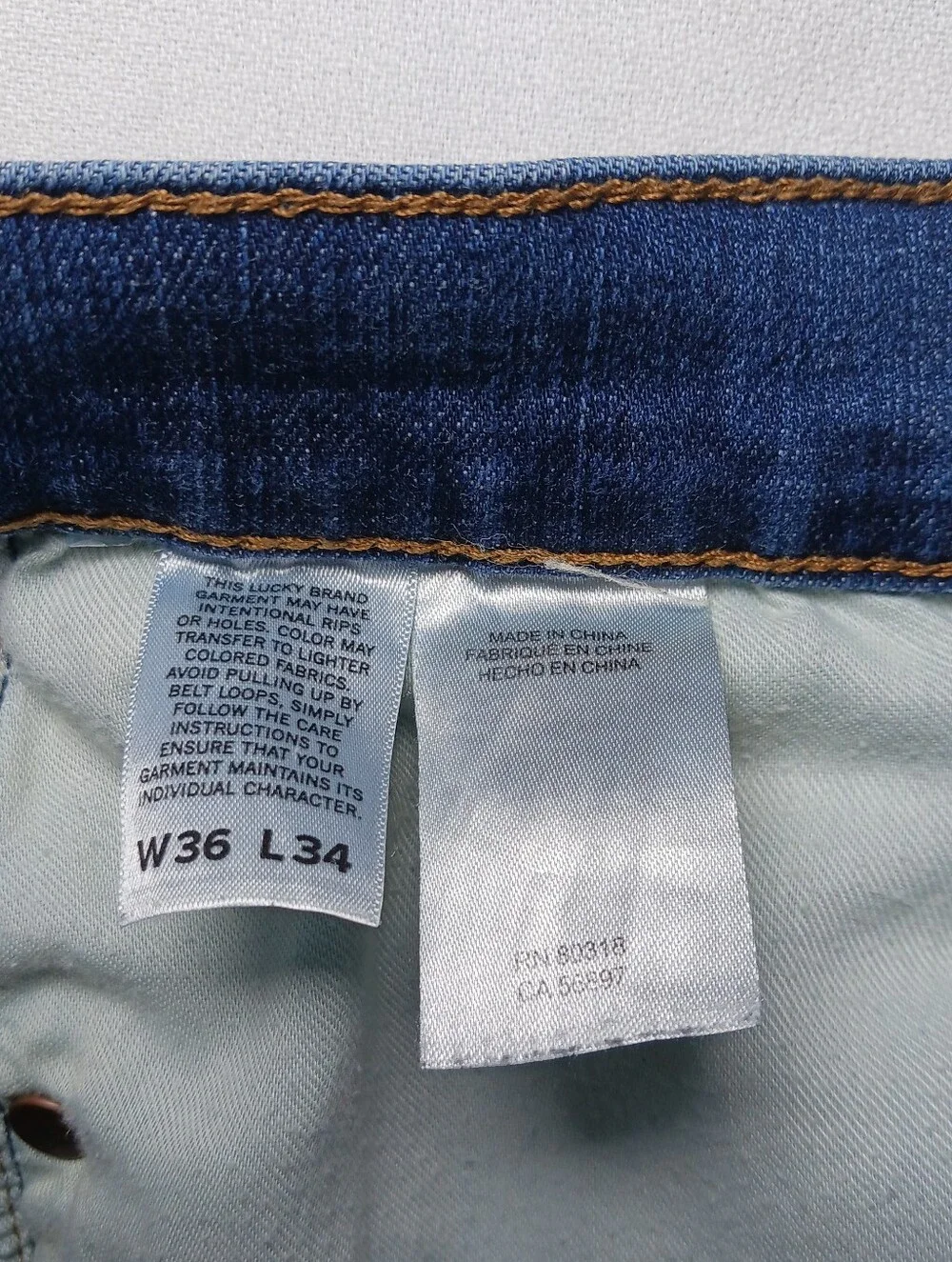 Lucky Brand 410 Mens Athletic Slim Fit Jeans 36X34 Dark Blue Stretch Denim